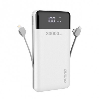 Powerbank Dudao K1Max 30000mAh Cu Cabluri &amp;icirc;ncorporate Alb (K1Max-alb) K1MAX-WHITE foto