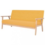 vidaXL Canapea de 3 persoane, textil, galben