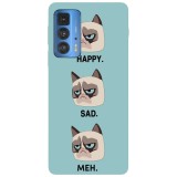 Husa compatibila cu Motorola Moto G22 model Emotionally complex Grumpy Cat, Silicon, TPU, Viceversa, Transparent, Carcasa