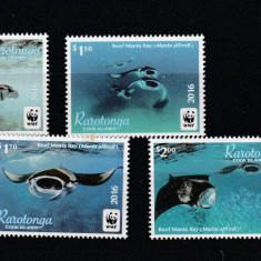 Cook Islands,Rarotonga 2016-WWF,Fauna,Pesti manta de recif,MNH,Mi.50-53