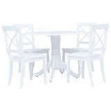 Cumpara ieftin Set mobilier bucatarie, 5 piese, alb, lemn masiv de hevea