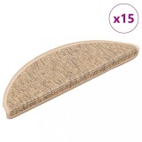 Cumpara ieftin Covorașe pentru scări, 15 buc., 56x17x3 cm, semirotunde, din sisal