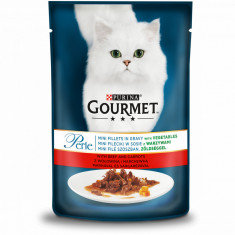 GOURMET PERLE cu Vita, Morcovi, Legume in sos, 85 g