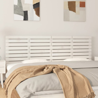 Tăblie de pat pentru perete, alb, 186x3x63 cm, lemn masiv pin foto
