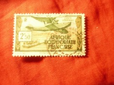 2 Timbre Africa Ecuatoriala Franceza 1943- Aviatie : 5fr nest.si 2,5fr stamp. foto