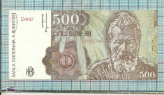 Bancnota 500 lei 1991 seria D0012..658 foto