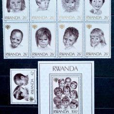 RUANDA 1979 ANUL INTERNATIONAL AL COPILULUI UNICEF SERIE +BLOC NESTAMPILATR