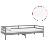 Cumpara ieftin Pat de zi cu saltea, gri, 90x200 cm, lemn masiv de pin