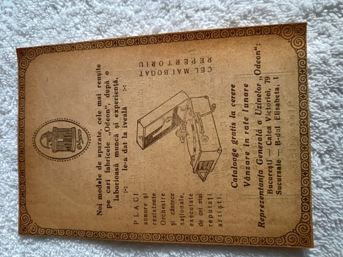 Reclama Magazinele ODEON , Noi modele de gramofoane si placi , anii 1930