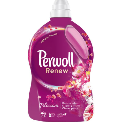 PERWOLL Renew &amp;amp; Blossom 3 in 1, Detergent Lichid Ideal pentru Toate Tipurile de Tesut, Parfum Floral, 45 Spalari, Cantitate 2.7L foto