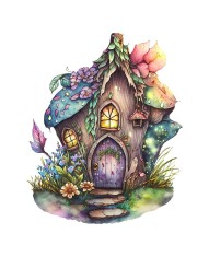 Sticker decorativ Casuta in copac, Multicolor, 67 cm, 5701ST foto