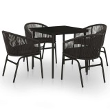 Cumpara ieftin Set de servit masa pentru gradina, 5 piese, negru