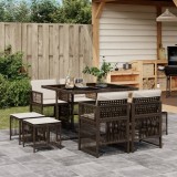 Cumpara ieftin Gossi set mobilier de gradina cu perne, 9 piese, maro, poliratan