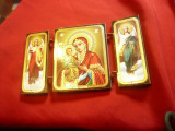 Triptic religios cu Fecioara Maria cu Pruncul si Arh. Mihail si Gavril ,pe lemn