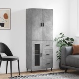 VidaXL Dulap &icirc;nalt, gri beton, 69,5x34x180, lemn compozit
