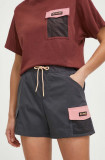 Columbia pantaloni scurti Painted Peak femei, culoarea gri, cu imprimeu, high waist, 2076071