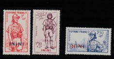 Inini , Colonii franceze 1941 - Omnibuse , Apararea tarii , serie 3 valori, dantelate , MNH , Mi.49-51 foto