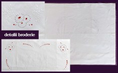 Fata de perna 82x70cm - broderie sparta cusuta de mana, motiv flori si spice