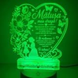 Lampa 3D pentru MatuE a , 16 Culori, Telecomanda E i USB, Cadou cu Mesaj