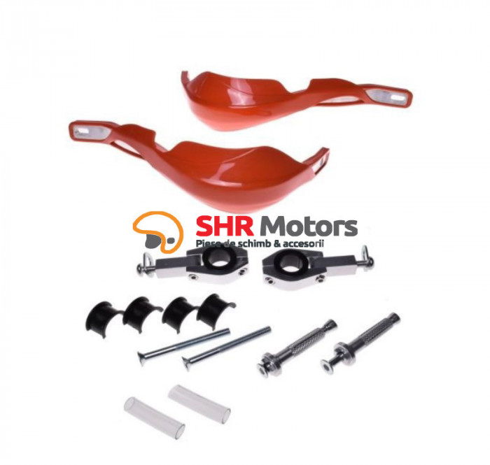 Kit handguard ATV Enduro Cross portocalii cu insertie aluminiu