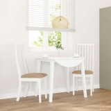 Gossi scaune de sufragerie cu perne 2 buc cauciuc din lemn masiv alb