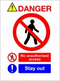 Sign danger no unauthorised access stay out