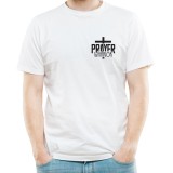 Tricou FaithWear Alb Religios cu Semnul Crucii mesajul Prayer Warrior, din Bumbac Premium, S