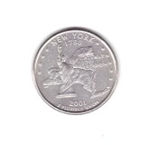 Moneda SUA 25 centi/quarter dollar 2001 P, New York 1788, stare buna, curata