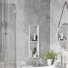 vidaXL Nisă de Duș Alb 60 x 20 x 9.5 cm Oţel inoxidabil