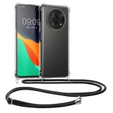 Husa Kwmobile pentru Honor Magic 4 Lite 5G, Silicon, Transparent/Negru, 58581.01, Textil, Carcasa