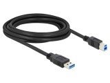 Cablu USB A la USB B, aurit, 3 m, negru