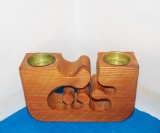 Cumpara ieftin Sfesnic cu 2 focuri, lemn de cedru, hand made -16- semnat Gunnar Kanevad, Suedia