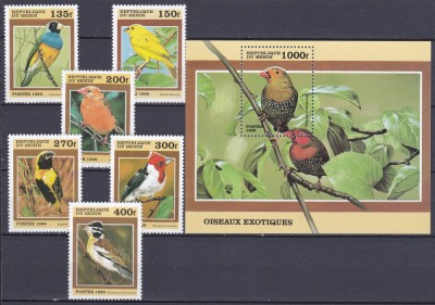 DB1 Fauna Pasari Benin 1999 6 v. + SS MNH foto