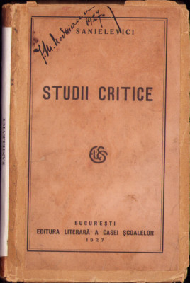 HST C1228 Studii critice 1927 Sanielevici foto