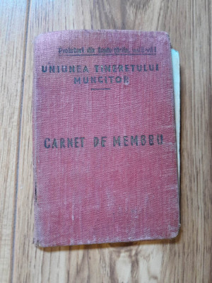 1954, CARNET UTM , Uniunea Tineretului MUNCITOR, Sector Galben Bucuresti, Anton foto