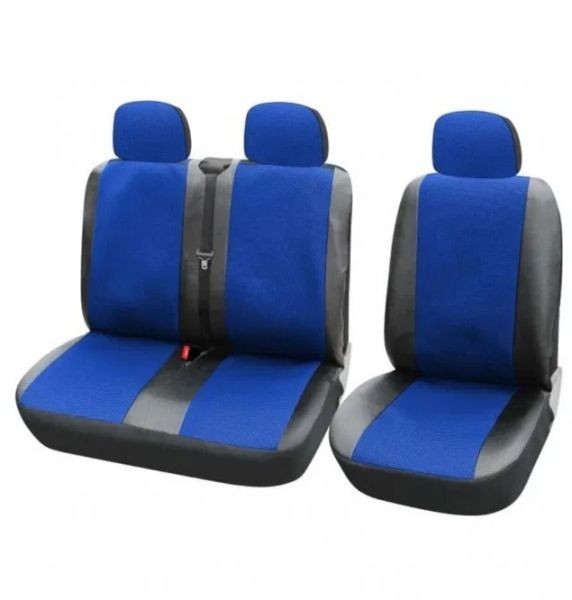 2+1 Universal Huse Scaune pentru Microbuze Negru Albastru Piele Textile