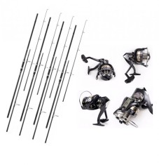 Set 4 Lansete Carbon 3, 90m, 3 Segm, 4 Mulinete Ace 1200, Tambur 12.000