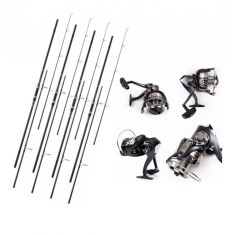 Set 4 Lansete Carbon 3, 90m, 3 Segm, 4 Mulinete Ace 1200, Tambur 12.000