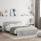 VidaXL Cadru de pat cu tăblie, gri beton, 150x200 cm