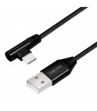 Cablu USB 2.0 A mufa tata - USB Type C mufa tata in unghi 0.3m, Logilink