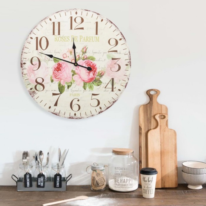 Gossi ceas de perete vintage, 60 cm, floare