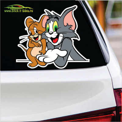 TOM &amp;amp; JERRY &amp;ndash; BEST FRIENDS -MODEL 1-STICKERE AUTO-MOTO - 20 cm. x 17 cm. foto