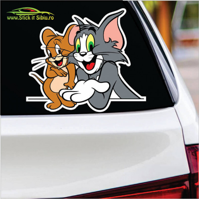 TOM &amp; JERRY &ndash; BEST FRIENDS -MODEL 1-STICKERE AUTO-MOTO - 10 cm. x 8.66 cm.