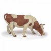 Figurina Papo Vaca Simmental Pășc&acirc;nd, Multicolor, Plastic, 3+ ani, 15 cm, Jucarie Realista