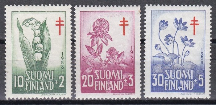 Finlanda 1958 - Flori - Prevenirea tuberculozei, MNH