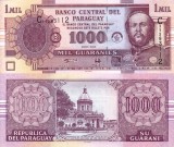 Paraguay 1000 Guaranies 2005 UNC Bancnota Ne流通 Americană