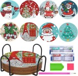Set de 8 coastere Gohytal, lemn/acril, multicolor, 10 cm