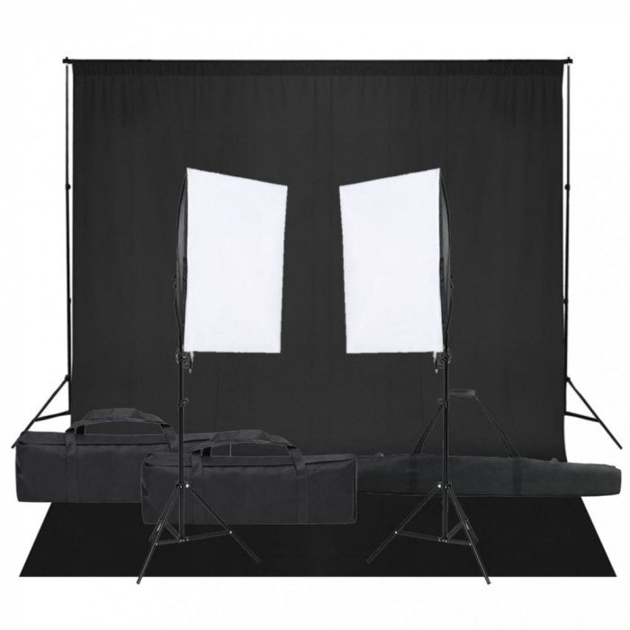 vidaXL Kit studio foto cu set de lumină și fundal