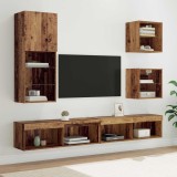 Cumpara ieftin Unitati TV de perete cu LED 5 buc. Lemn Vechi 100 x 30 x 30 cm