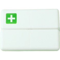 Cutie depozitare medicamente, 7 compartimente sigilate individual, pliabila, portabila, flippy, alb/verde